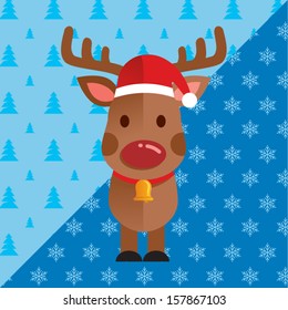 Deer and Christmas Greeting Card Vector Background