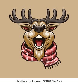 Deer Christmas mascot great illustration for your branding business