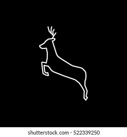 Deer Christmas New Year Line Icon On Black Background