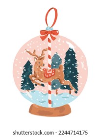 
deer christmas new year snow pattern 
snow globe