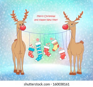 deer with christmas stocking