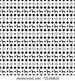 Deer and christmas tree gray seamless pattern. Fashion graphic background design. Modern stylish abstract texture. Monochrome template for prints, textiles, wrapping, wallpaper. Vector illustration
