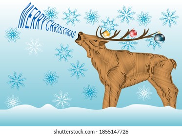 Deer with Christmas wishes. Abstract Christmas background