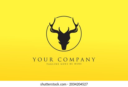 Deer and circle logo design, deer head logo and icon design