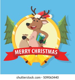 deer in circle merry christmas