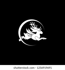Deer Circle Silhouette Creative Abstract Animal Vector Logo 