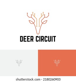 Deer Circuit Animal Electronic Computer Technology Monoline Logo