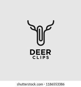 deer clips logo idea icon design vector