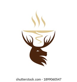 deer coffee logo design inspiration vector template