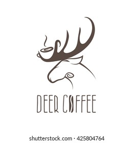 deer coffee negative space concept vector design template