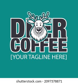 deer coffee shop logo vector for business