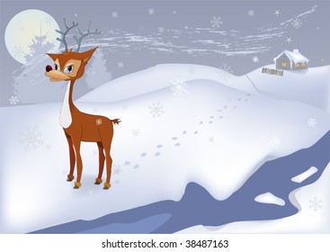 deer in the cold winter