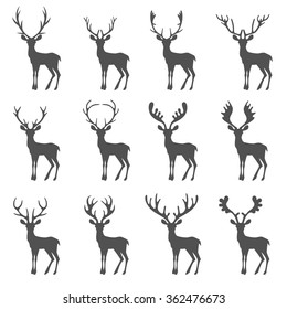 Deer collection - vector silhouette