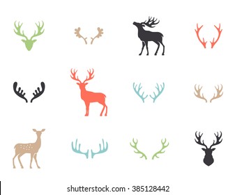 Deer collection - vector silhouette.