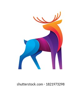 deer color full vector logo design illustration, good for mascot, logo industry style with color full.