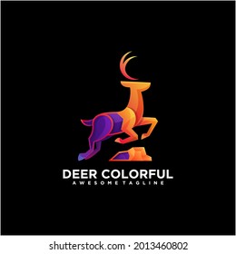 Deer colorful logo design vector