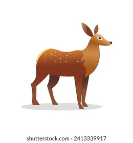 Deer of colorful set. Dreamy winter vibe with this imaginative cartoon illustration of a deer invites to wander into a world of fantasy. Vector illustration.