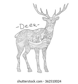 Deer / coloring book for adults / small unique pattern / mandala / tattoo