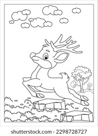  Deer coloring book for kids, Deer coloring pages