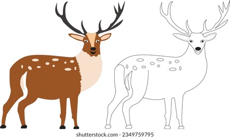 Deer coloring book page Deer vector 