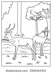 Deer coloring page for kids
