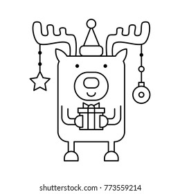 Deer. Coloring page. Vector illustration.