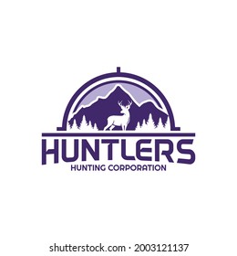 Deer Compass Mountain for Adventure Outdoor Hiking Camping Hunting Sport Gear Business Brand Community Club Classic Unique Hipster Retro Rustic Vintage Silhouette Badge Logo Design Template.