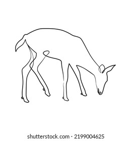 Deer continuous line art illustration. Deer one line art minimalism design