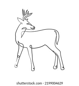 Ilustración de arte de línea continua de ciervos. Diseño minimalista de líneas de arte
