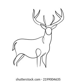 Deer continuous line art illustration. Deer one line art minimalism design