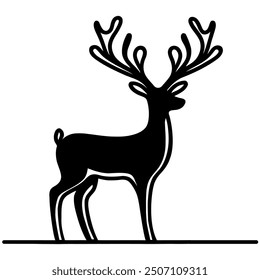 Deer continuous line drawing. Vector illustration