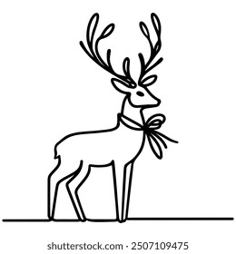 Deer continuous line drawing. Vector illustration