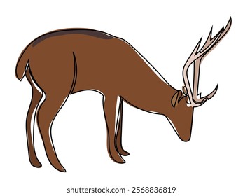 Deer in continuous line style and can be edited later