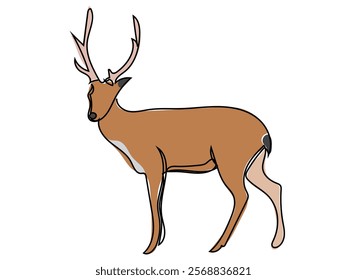 Deer in continuous line style and can be edited later