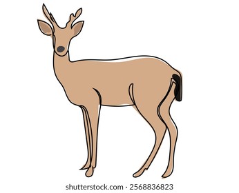 Deer in continuous line style and can be edited later