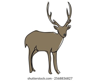 Deer in continuous line style and can be edited later