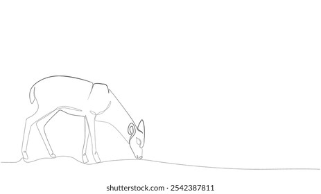 deer, Continuous one line drawing, Christmas or New Year decoration, Contour sketch of reindeer. Forest wild deer in single line, Christmas deer with one line minimalist abstract style