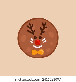 deer cookie, gingerbread. Vector Illustration for printing, backgrounds, covers and packaging. Image can be used for greeting cards, posters, stickers and textile. Isolated on white background.