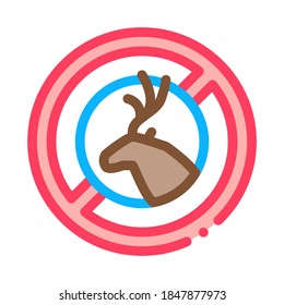 Deer Cross Out Icon Vector. Outline Deer Cross Out Sign. Color Isolated Contour Symbol Illustration
