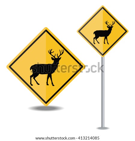 Deer Crossing Road Sign Stock Vector (Royalty Free) 413214085