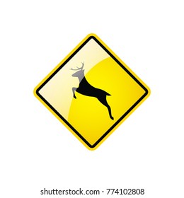 Deer Crossing Symbol icon on white background, Attracting attention,Compulsory, Control ,practice, Security first sign, Idea for graphic,web design,EPS10.