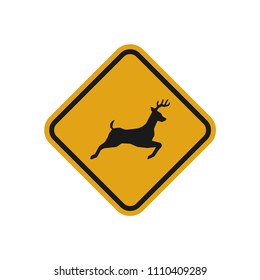 Deer crossing warning sign