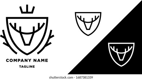 concepto del logotipo vectorial de la corona de corona de ciervos