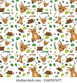Deer cute animal seamless pattern illustration