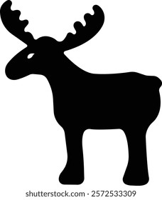 Deer Cute cartoon funny reindeer icon in flat. perfect for holiday themes, isolated on transparent background. christmas reindeer vector for apps or website