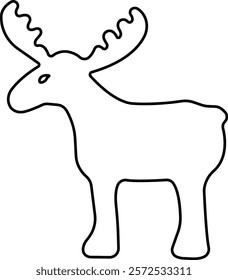 Deer Cute cartoon funny reindeer icon in line. perfect for holiday themes, isolated on transparent background. christmas reindeer vector for apps or website