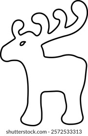 Deer Cute cartoon funny reindeer icon in line. perfect for holiday themes, isolated on transparent background. christmas reindeer vector for apps or website