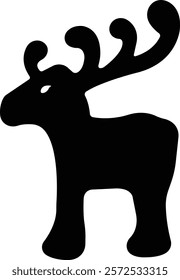 Deer Cute cartoon funny reindeer icon in flat. perfect for holiday themes, isolated on transparent background. christmas reindeer vector for apps or website