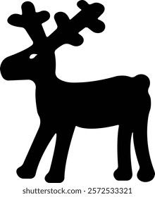 Deer Cute cartoon funny reindeer icon in flat. perfect for holiday themes, isolated on transparent background. christmas reindeer vector for apps or website