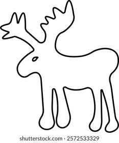 Deer Cute cartoon funny reindeer icon in line. perfect for holiday themes, isolated on transparent background. christmas reindeer vector for apps or website